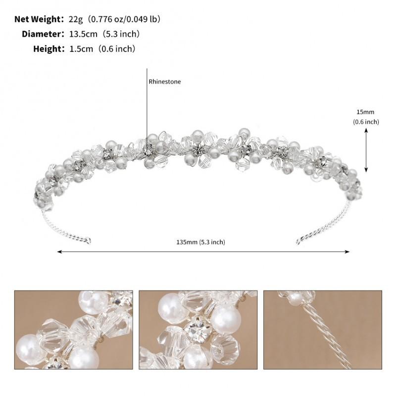 

Handmade Bride Accessories Wedding Dress Headband Party Crystal Pearl Hair Women