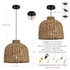 Boho Seagrass Pendant Light 13.78 Hand Woven Rattan Chandelier for Dining Living Bedroom Kitchen Farmhouse Natural Color Sustai