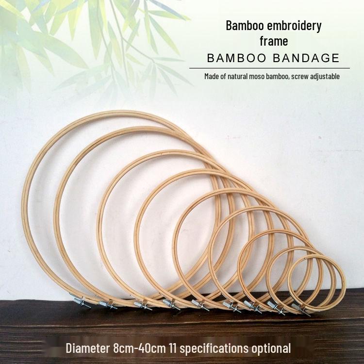 Bamboo-Style Adjustable Mini Embroidery Hoop - Handmade Cross Stitch & Weaving Frame