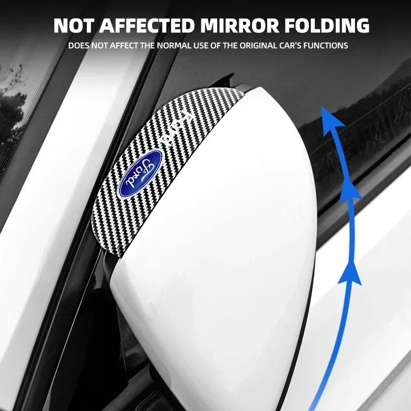 Naklejka Samochodowa Gorąca Do Forda 2 Sztuki Włókno Węglowe Osłona Przeciwdeszczowa Brwi Lusterka Wstecznego Samochodu Do Ford Focus Mondeo Kuga Fiesta MK7 Escort E