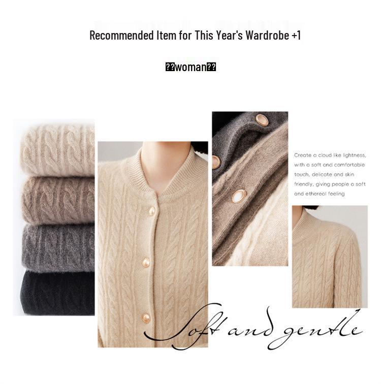 Women's Plus Size Cashmere Stand Collar Thick Knit Cardigan Sweater, Long Sleeve Loose Fit.