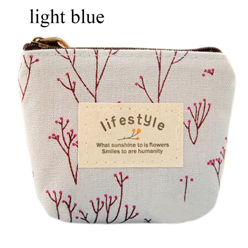 New Change pouch Card Holder Korean Style Zipper Coin Purses Floral Print Flower Canvas