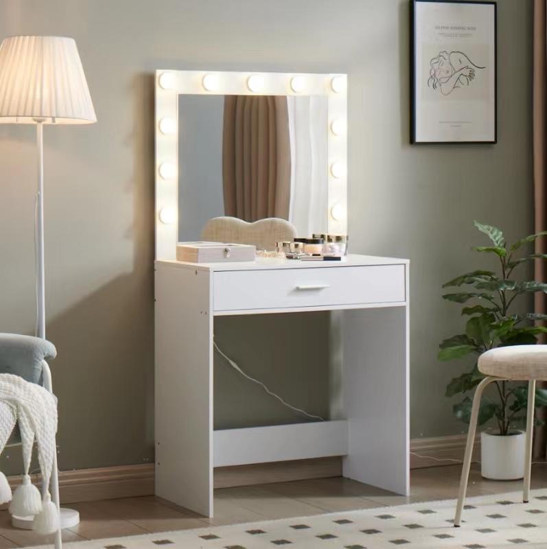 US Vanity Desk With Mirror And Lights Dressing Table With Drawer 3 Adjustable Lighting Modes LED Mirror Vanity Table For Bedroom