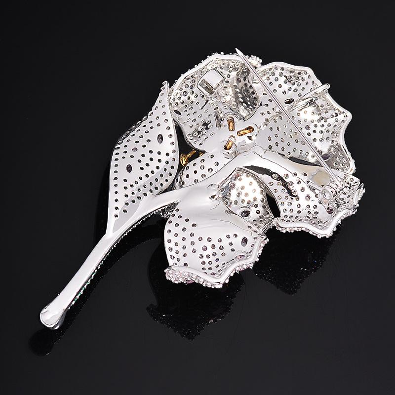 Elegant Iris Brooch: High-End Zircon Pin for Suits and Corsages