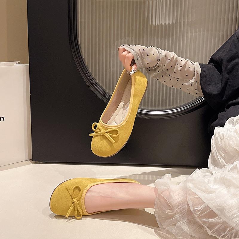 Women's Spring Flat Bow Slip-On Loafers, Versatile Comfortable Casual Footwear, Available In Large Sizes.