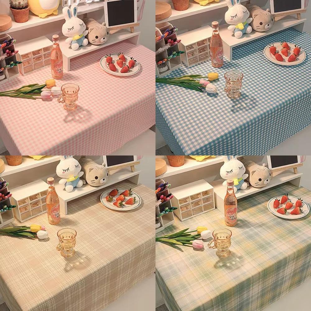 Ins Korean Plaid Tablecloth Strawberry Background Cloth Modern Desk Table Cloth