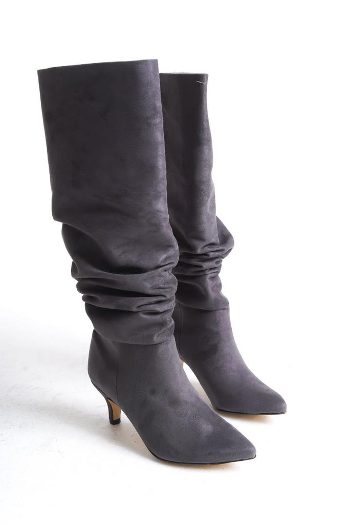 Women Modern Stylish Fashion Boots Boots Faux Leather Suede Short Thin Heeled Boots