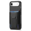 For iPhone Air Case with Card Holder Kickstand Fiber Pattern Leather Back Cover
