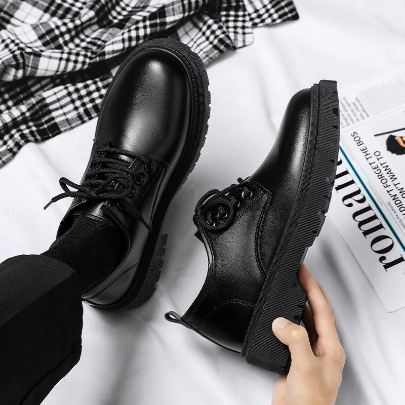 Men's British-Style Leather Shoes: Summer Teen & Student Thick-Soled Trendy All-Match Suit Shoes