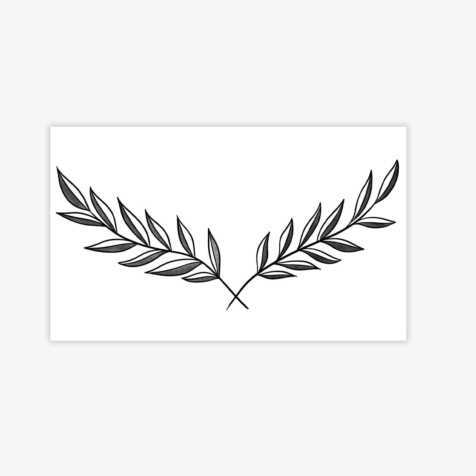

Simple Bay Leaf Tattoo Sticker, Waterproof And Long-Lasting, Men S And Women S Knee High-End Simulation Tattoos 9*15