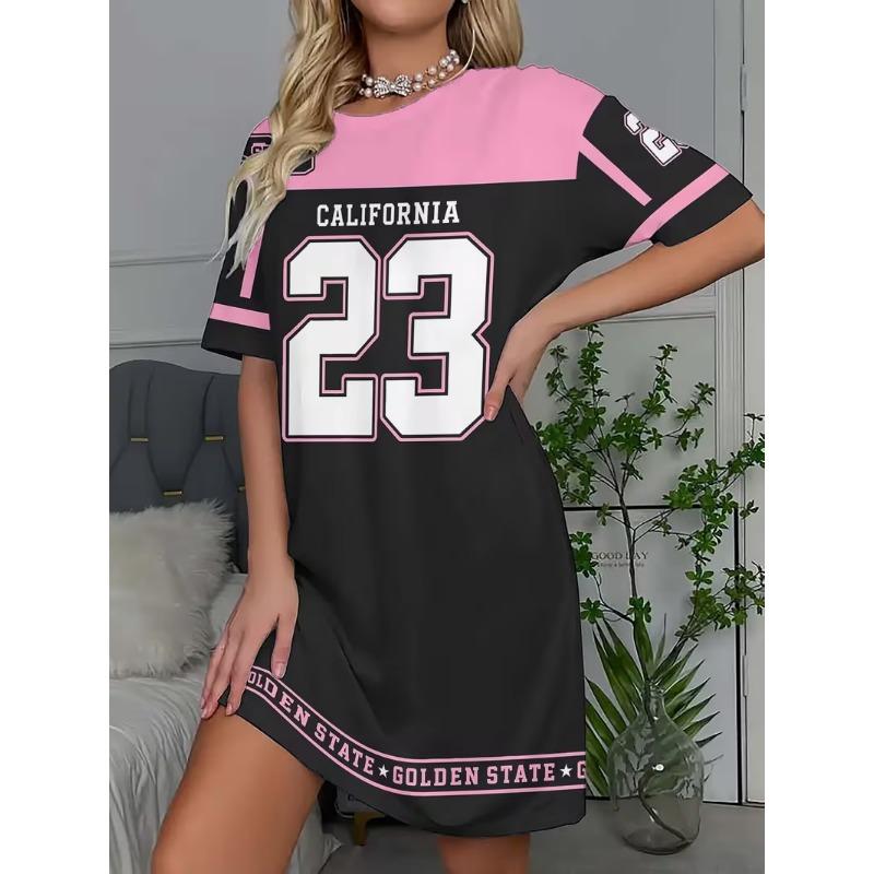 Mid-length dress with contrasting color design, suitable for both going out and at home