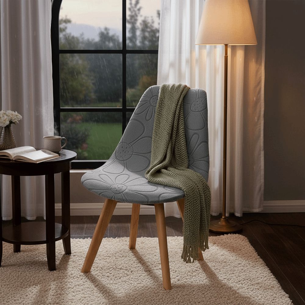 Modern Minimalist Seat Case Flower Embossed Chair Protector Shell Chair Slipcover Living Room