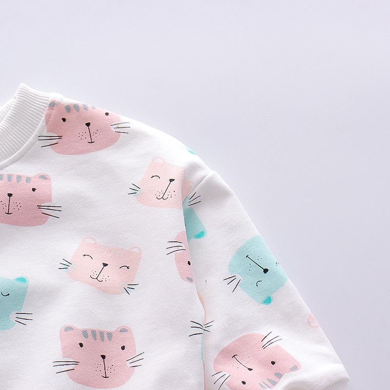 Baby-Mädchen-Cartoon-Katze-Frühlings- und Herbst-Langarm-Kleidungsset