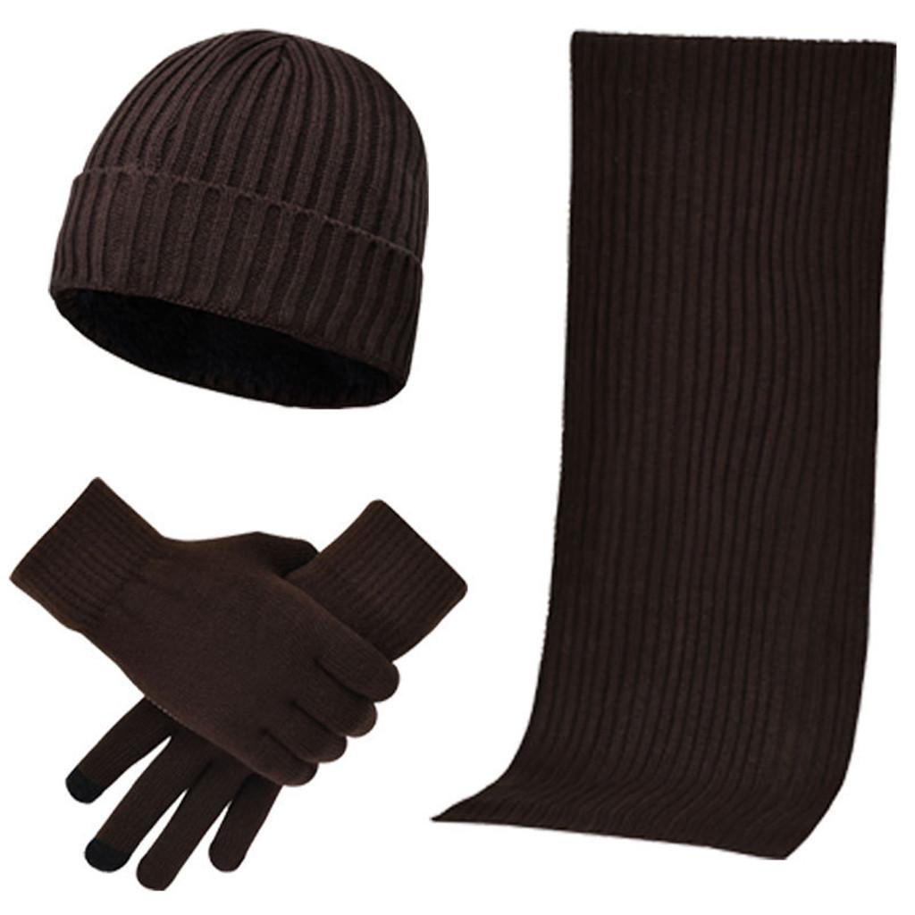 Unisex Knitted Scarf  Hat and Gloves Set Stretch Hat Scarf and Mitten Set