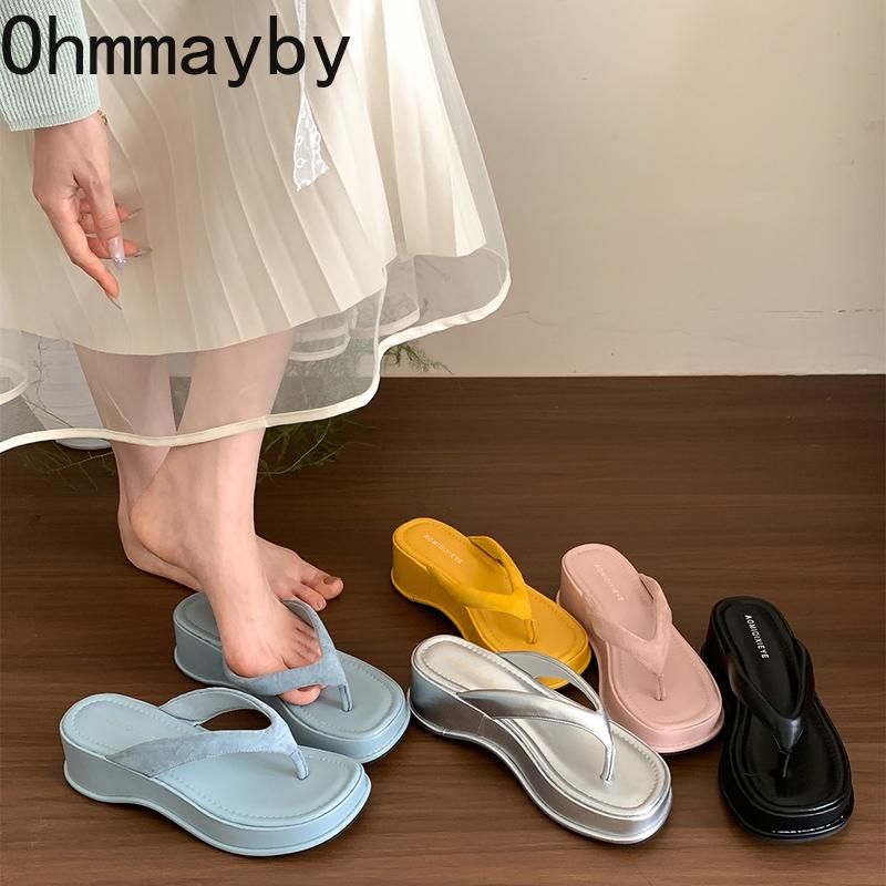 

2025 Summer Women Platform Clip Toe Slippers Fashion Wedges Heel Dress Shoes Ladies Outdoor Dancing Party Prom Shoes 39 срібний