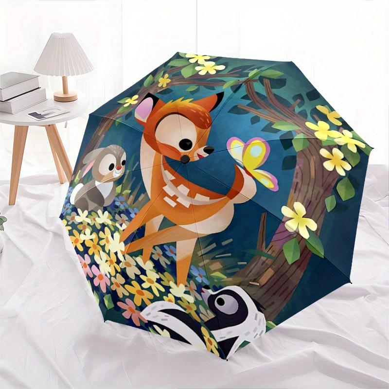 

1pc Bambi and Friends Joyful Gathering Automatic Opening and Closing Umbrella - Lightweight 3-Fold Design, Suitable for Fans, Travel, Daily