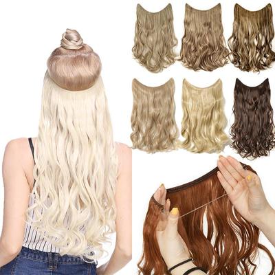 Invisible Wire No Clips Hair Extension Natural Long Curly Synthetic Hair Extension for Women