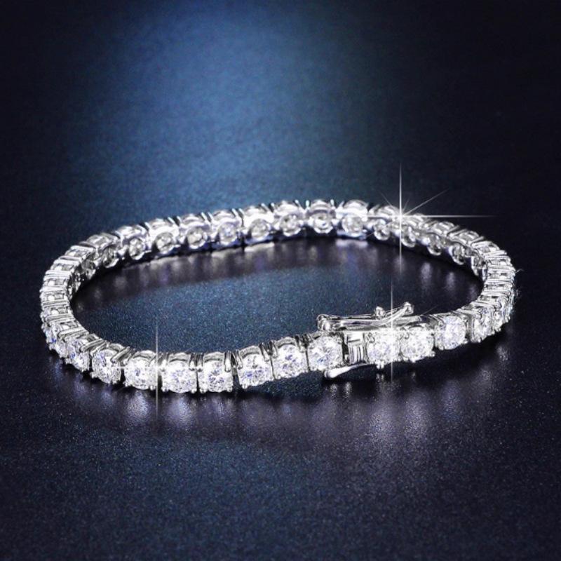 New Copper Gold-plated Jewelry Versatile Full Diamond Bracelet Single Row Diamond Bracelet Jewelry Women 19cm серебряный
