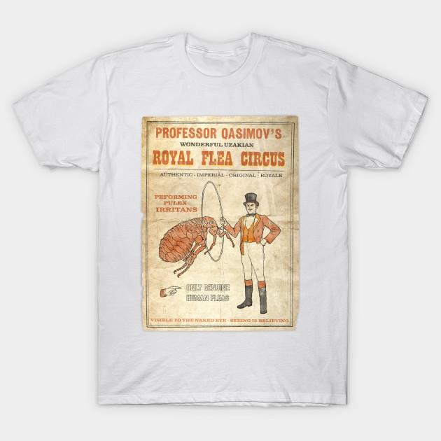Men Black Print T-shirt Flea Circus Poster No-Cut Heat Transfer Print Cotton Tshirt
