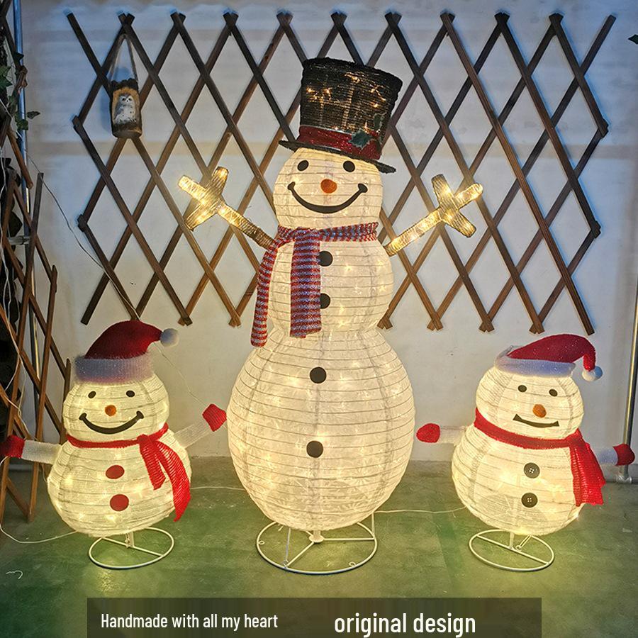 Solar Christmas Snowman and Santa String Lights for Courtyard, Villa, Garden, and Mall Holiday Decor.