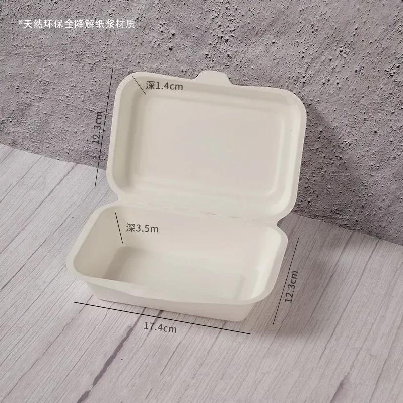 Disposable Pulp Lunch Box Thick Environmentally Friendly Rice Takeaway Packaging Rectangular Connected Fast Food Boxs