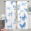 2PCS Digital Printed Curtains, Blue Print Butterfly Vintage Insect Pattern, Window Drapes for Living Room Bedroom Home Decor