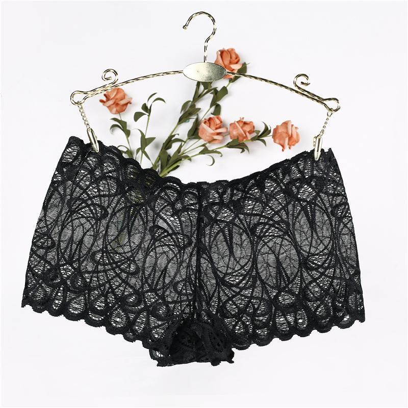 

Сексуальные полые кружевные женские трусики с высокой талией, утягивающие живот, подтягивающие бедра, бесшовные прозрачные сетчатые трусики XL чёрный