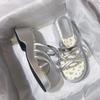 Slope Heel Thick Sole Cover Toe Cool Slippers Women's Summer Wear New Small Height Increase Lace Moon Beach Sandals