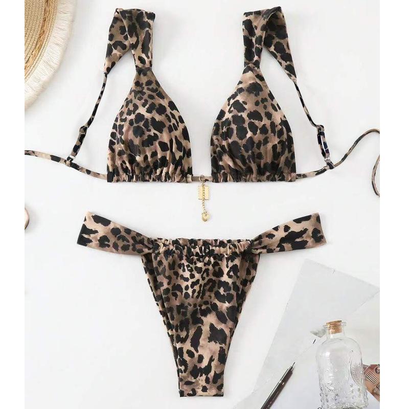 European And American Swimwear New Sexy Bikini Print Lace-Up High-End Hot Girl Clothing Pure Desire Swimsuit Women
