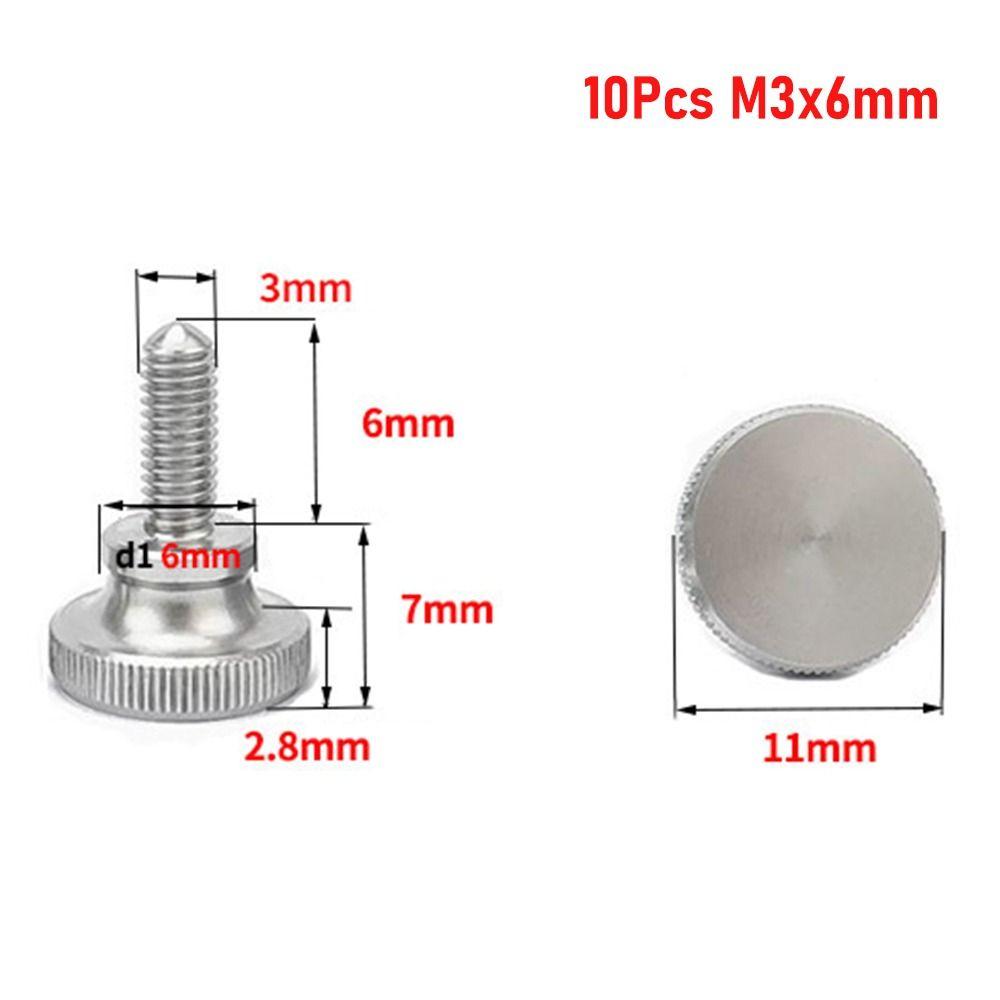

10 шт. винт с высокой головкой и накатанной головкой, затягиваемый вручную, прочная ручка 10Pcs M3x6mm