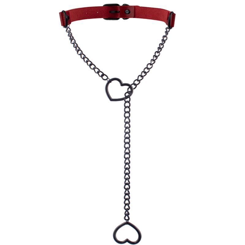 Náhrdelník s retiazkou a príveskom v tvare srdca Čierny kožený Choker Golier Pre ženy Goth Doplnky Punk Gotické Šperky