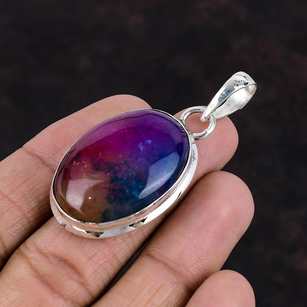 Regenbogen Solar Quarz Druzy Edelstein Anhänger handgemachte Boho Stil Schmuck 925 Sterling Silber Anhänger eleganter Anhänger Silber Schmuck für Geschenk