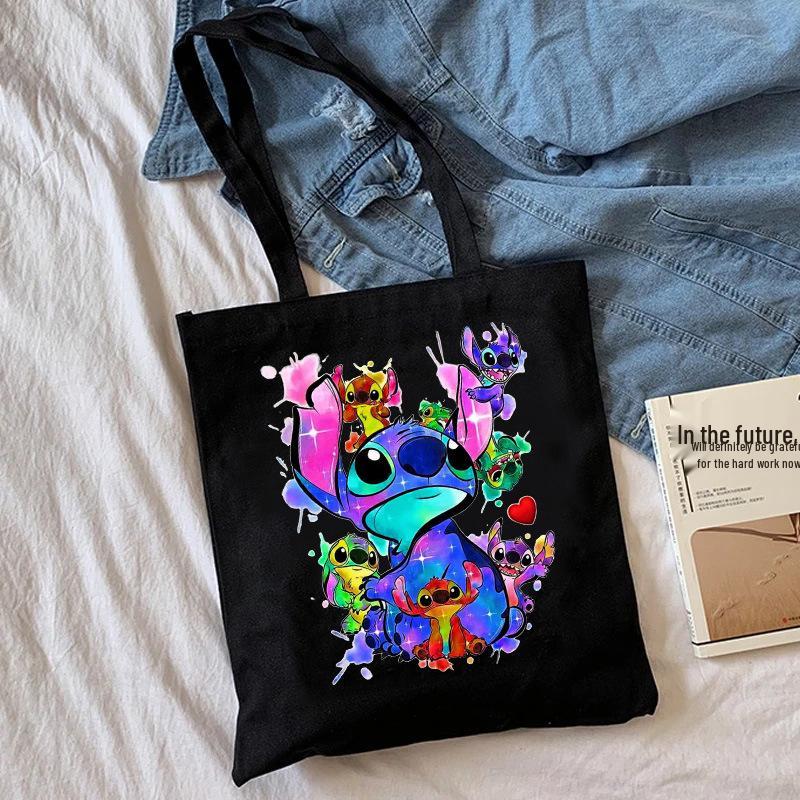 Lilo & Stitch Print Canvas Shoulder Backpack and Shopping Bag