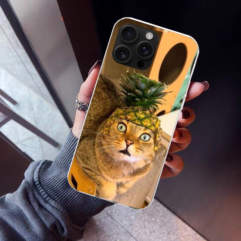 

Pet Cat Funny Memes Phone Case For iPhone 17 Air 11 13 Mini 14 15 Plus 16 12 Pro Max 16E SE 7 8 Pattern Soft TPU Back Cover 17 iPhone 17 Pro Max