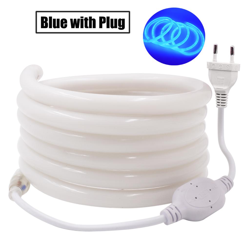 Round LED Flexible Strip Light 220V SMD 2835 RGB LED Neon Light flex tube 120led IP68 Waterproof rope string lamp EU Power plug