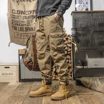 Pantalones cargo con múltiples bolsillos para hombre, ropa de calle, con cremallera en la pierna, ajustados, para el trabajo, pantalones casuales de algodón