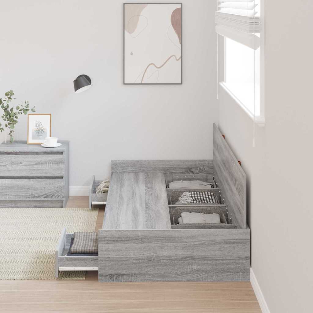 Bed Frame with Headboard Grey Sonoma 75 x 190 cm Engineered Wood