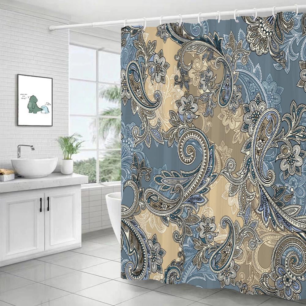 Bohemian Style Shower Curtain Printed Modern Nordic Mandala Flowers Polyster Bathroom Curtain with Hooks Home Decor Curtain