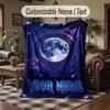 Cosmic Moon Mandala Art Theme Throw Blanket Custom Name Text Personalized Blanket Soft Cozy Blanket for Home Sofa Bed