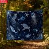 Deep Sea Space Tapestry Marine Life Owl Jellyfish Turtle Wall Hanging Boho Bedroom Decor Navy Blue Galaxy Ocean Print Aesthetic