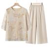Elderly Women's Summer Floral Print Two-Piece Set