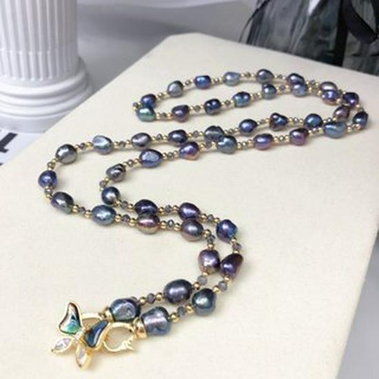Baroque Freshwater Pearl Necklace with Irregular Beads and 18K Gold-Plated Copper Clavicle Chain