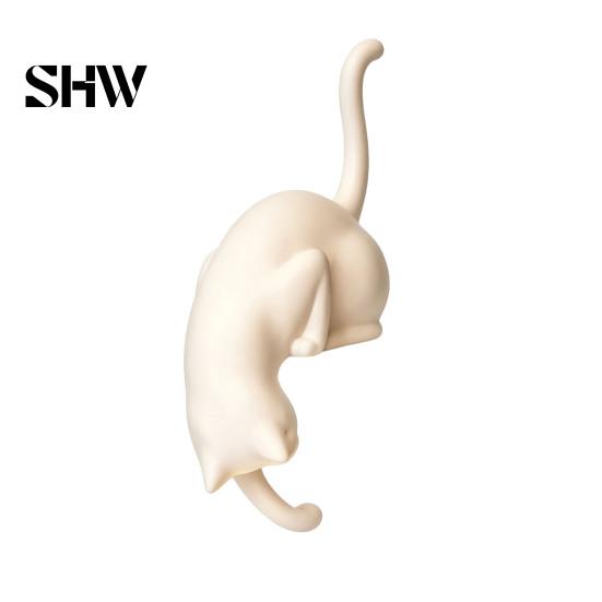 Verspielte Haushaltsorganisationswerkzeuge 3D-gedruckter Katzen-Regal-Sitzer mit Laterne, Skurrile Figuren-Haken für Wanddekoration im Handarbeitsstil Schlüssel, Dekorativ