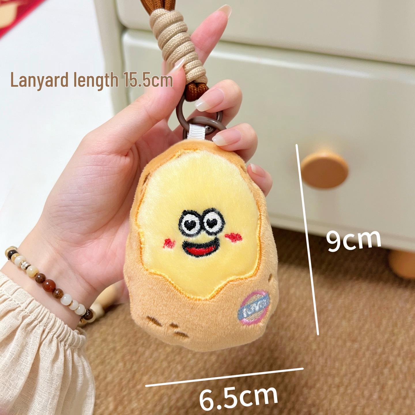 Cartoon Peeled Potato Pendant Keychain Charm with Carabiner Peeled Yellow Potato Charm