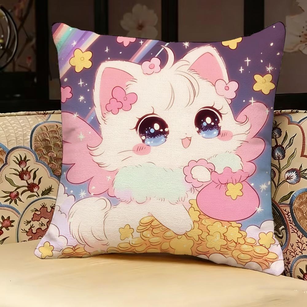 Cute Anime Cartoon Rabbits Kwaii Pillow Case Pillowcase, Double-Sided Printed, Sofa Cushion, Bedroom Headboard Pillow