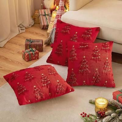 1/2 Stück Weihnachtskissenbezug 3D Baum Muster Sofa Bettwäsche Kissenbezug Wohnzimmer Schlafzimmer Heimdeko