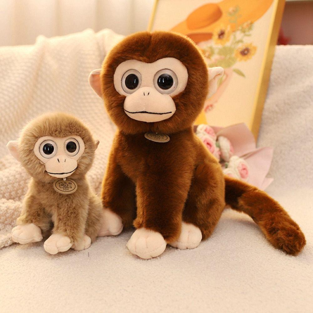 Big Eyed Golden Monkey Plush Long Tail Brown Monkey Dolls Baby Toy Monkey Stuffed Toy Kids Toy