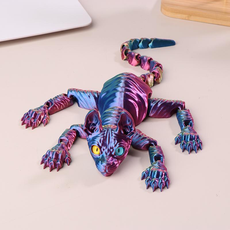 3D Printed Sphinx Cat 3D Printed Animal Toys Realistic Hairless Cat Figurines Articulated Cat Toys Cute Kitten Toys For Cat Love