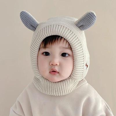 Pluche Winter Gebreide Muts voor Baby's met Konijnenoren - Oorbescherming voor Jongens & Meisjes