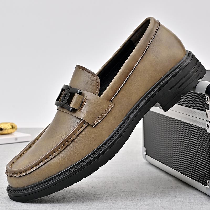 Fashion Handmade Men's Casual Leather Loafers Non Slip Walking Flats Breathable Outdoor Slip on Shoes Male Work Office Driving Sneakers